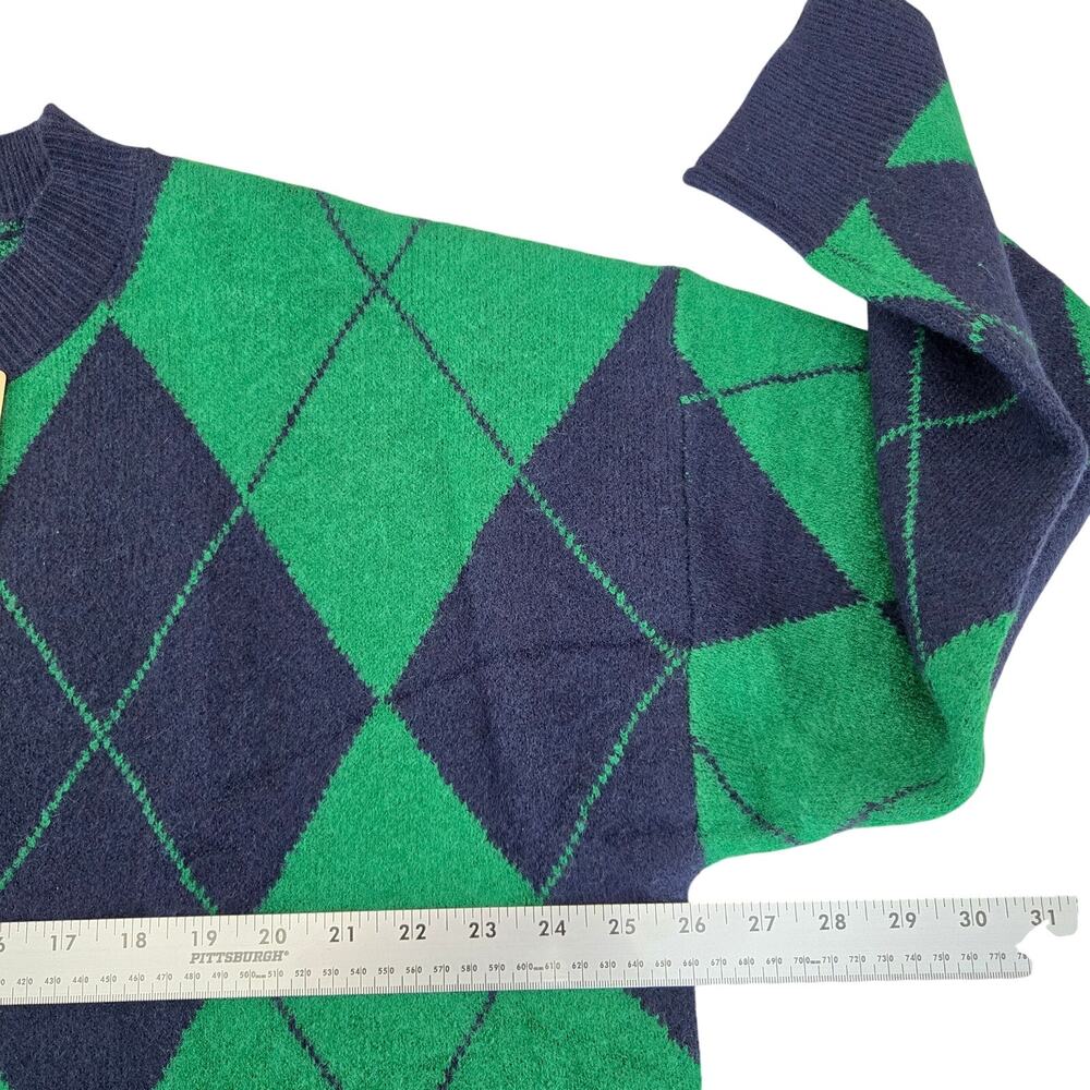 Preppy Ivy League Dark Academia Grandpacore 90s Grunge Argyle Knit Sweater XL - Picture 6 of 10
